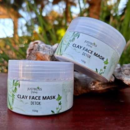 CLAY FACE MASK: Detox (With Activated Charcoal) - JUSTBLiSS Naturals