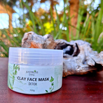 CLAY FACE MASK: Detox (With Activated Charcoal) - JUSTBLiSS Naturals