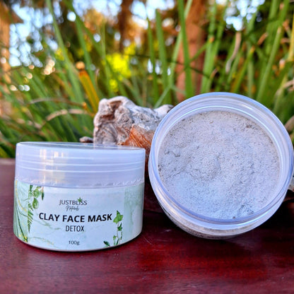 CLAY FACE MASK: Detox (With Activated Charcoal) - JUSTBLiSS Naturals