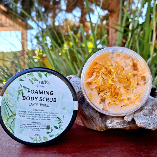 BODY SCRUB: Sandalwood (250g) - JUSTBLiSS Naturals