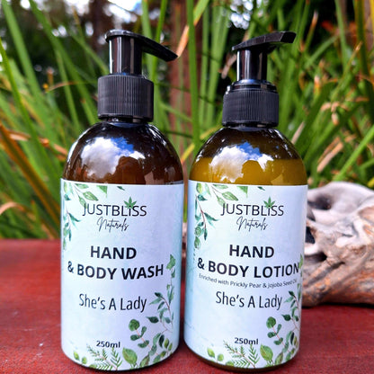 COMBO HAND WASH & LOTION: She's A Lady (250ml) - JUSTBLiSS Naturals