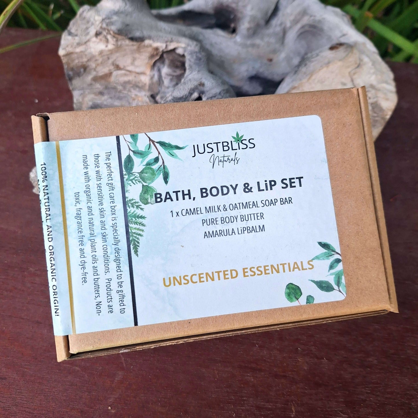 GIFT BOX: Bath, Body & Lip Set Unscented Essentials - JUSTBLiSS Naturals