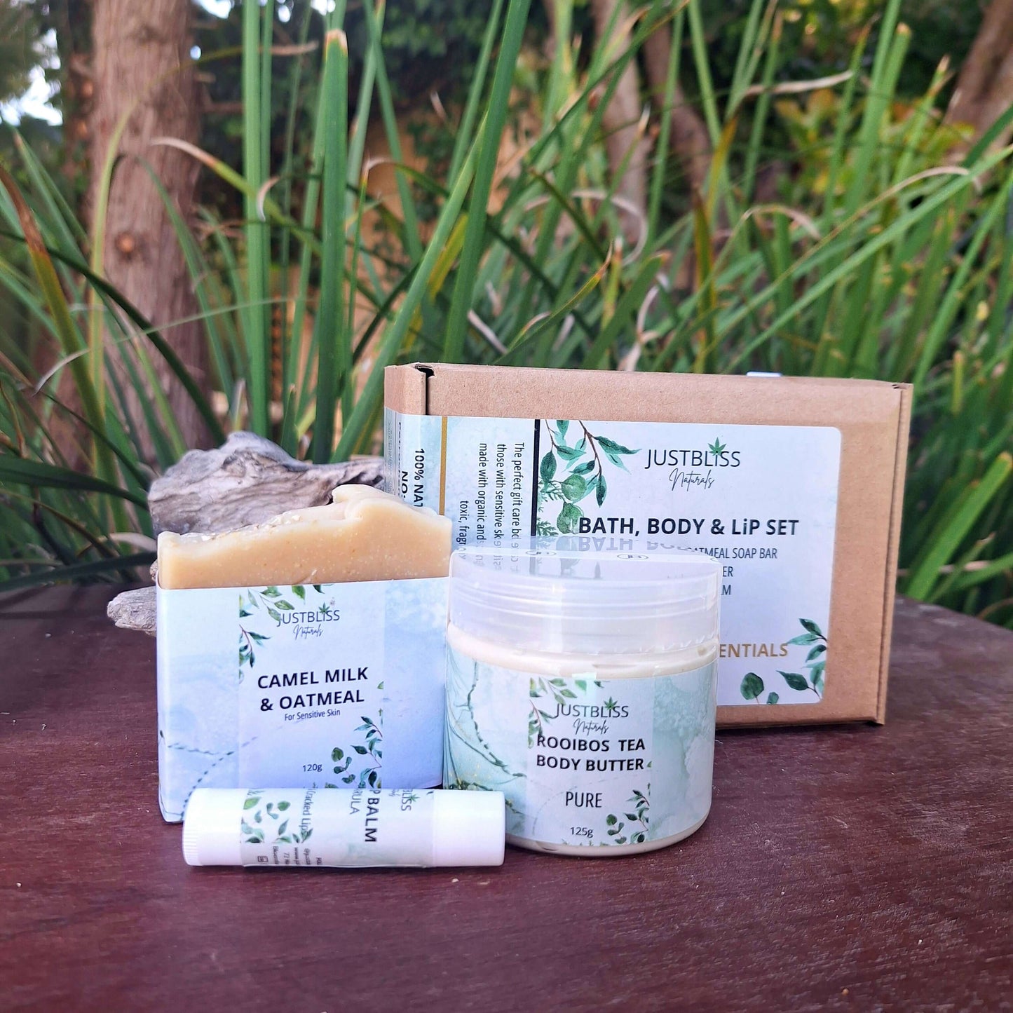 GIFT BOX: Bath, Body & Lip Set Unscented Essentials - JUSTBLiSS Naturals