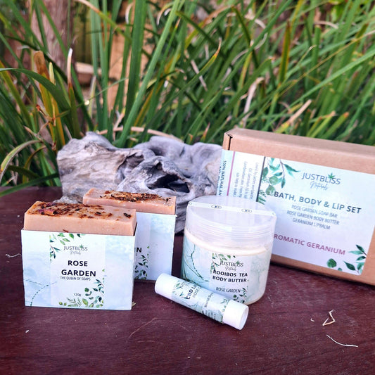 GIFT BOX: Bath, Body & Lip Set Aromatic Geranium - JUSTBLiSS Naturals