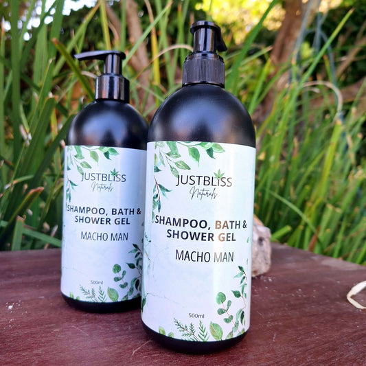 SHAMPOO, BATH & SHOWER GEL: Macho Man (500ml) - JUSTBLiSS Naturals