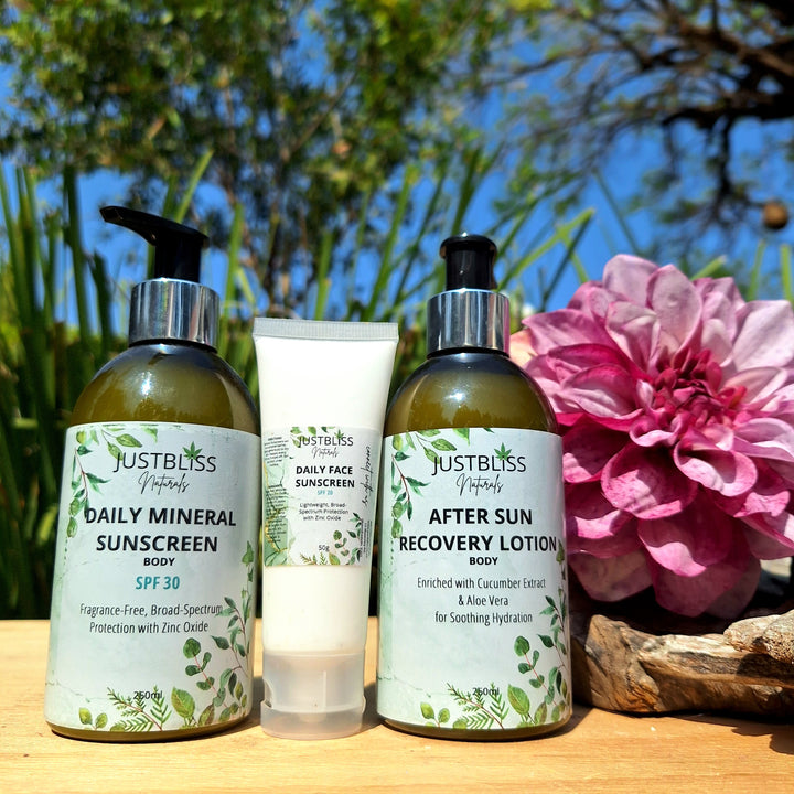 Plant-Based Sun Protection Trio – Face SPF 20, Body SPF 30 & After-Sun Lotion