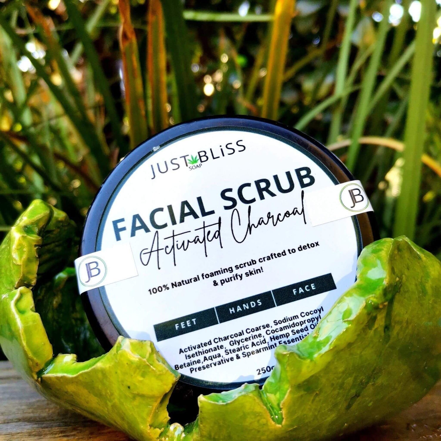 FACIAL SCRUB: Activated Charcoal. Detox (Face) (250g) - JUSTBLiSS Naturals