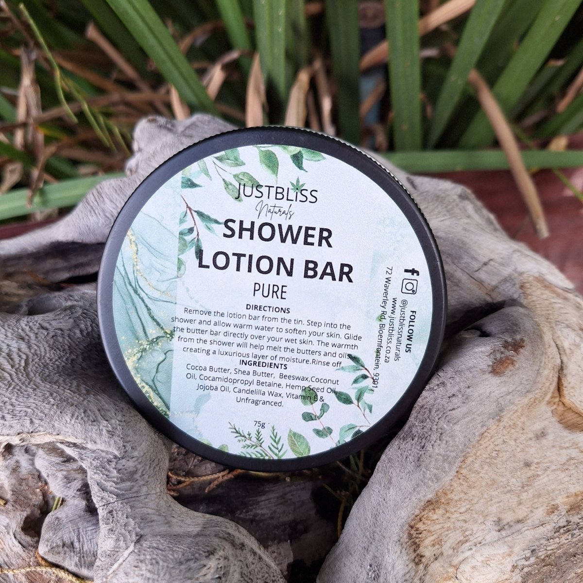 BATH & SHOWER: (Pure) Shower Lotion Bar - JUSTBLiSS Naturals