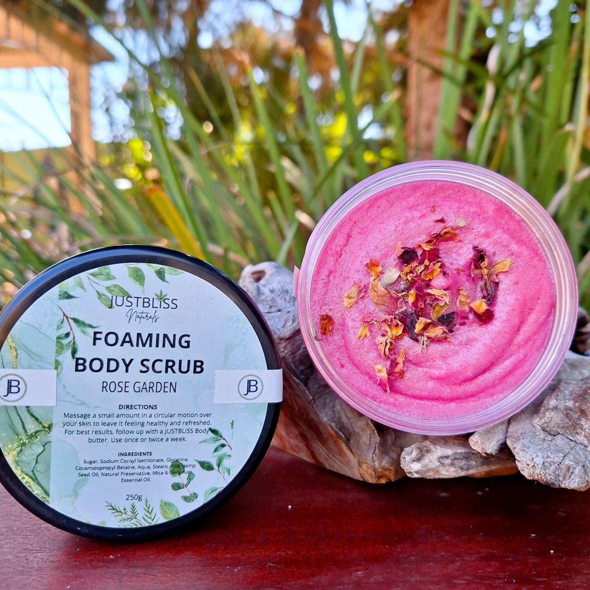 BODY SCRUB: Rose Garden (250g) - JUSTBLiSS Naturals