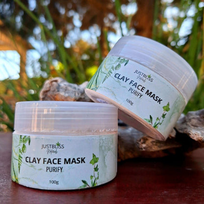 CLAY FACE MASK: Purify (With Rosehip & Hibiscus) - JUSTBLiSS Naturals