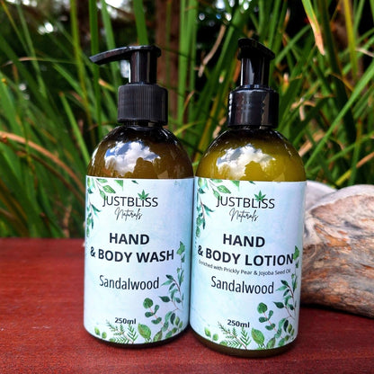 COMBO HAND WASH & LOTION: Sandalwood (250ml) - JUSTBLiSS Naturals