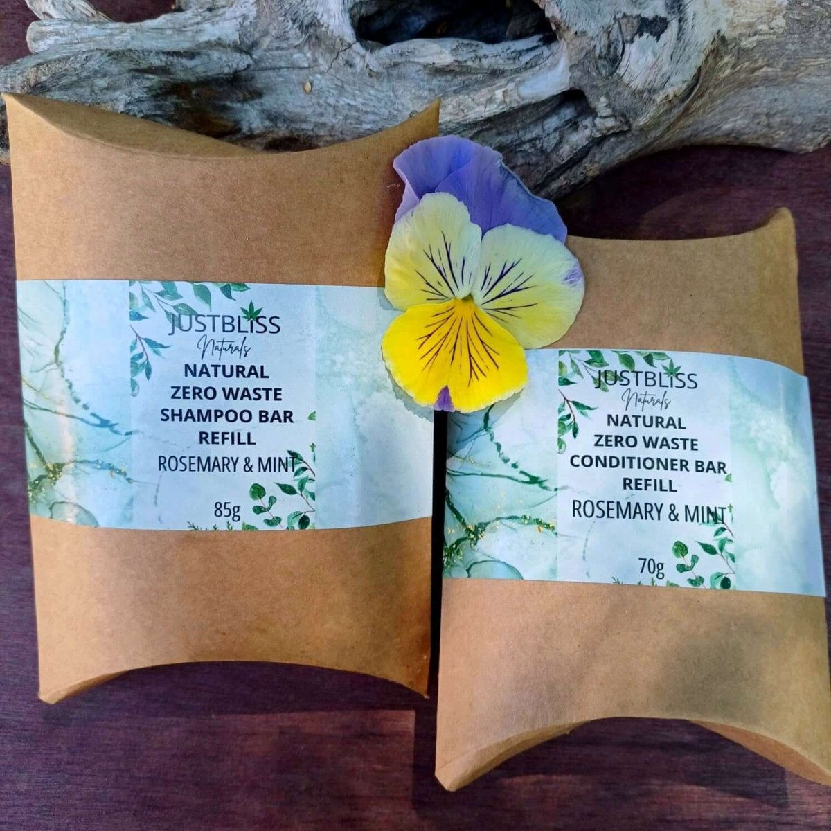 COMBO SHAMPOO & CONDITIONER BAR: Rosemary & Mint (Refill) - JUSTBLiSS Naturals