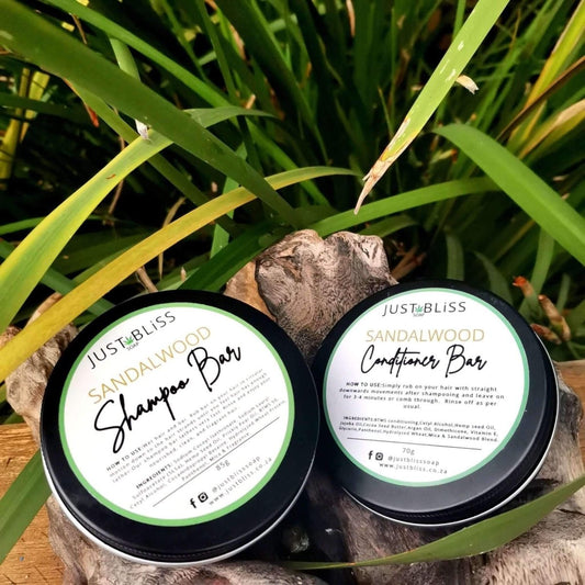 COMBO SHAMPOO & CONDITIONER BAR: Sandalwood (In Tin) - JUSTBLiSS Naturals