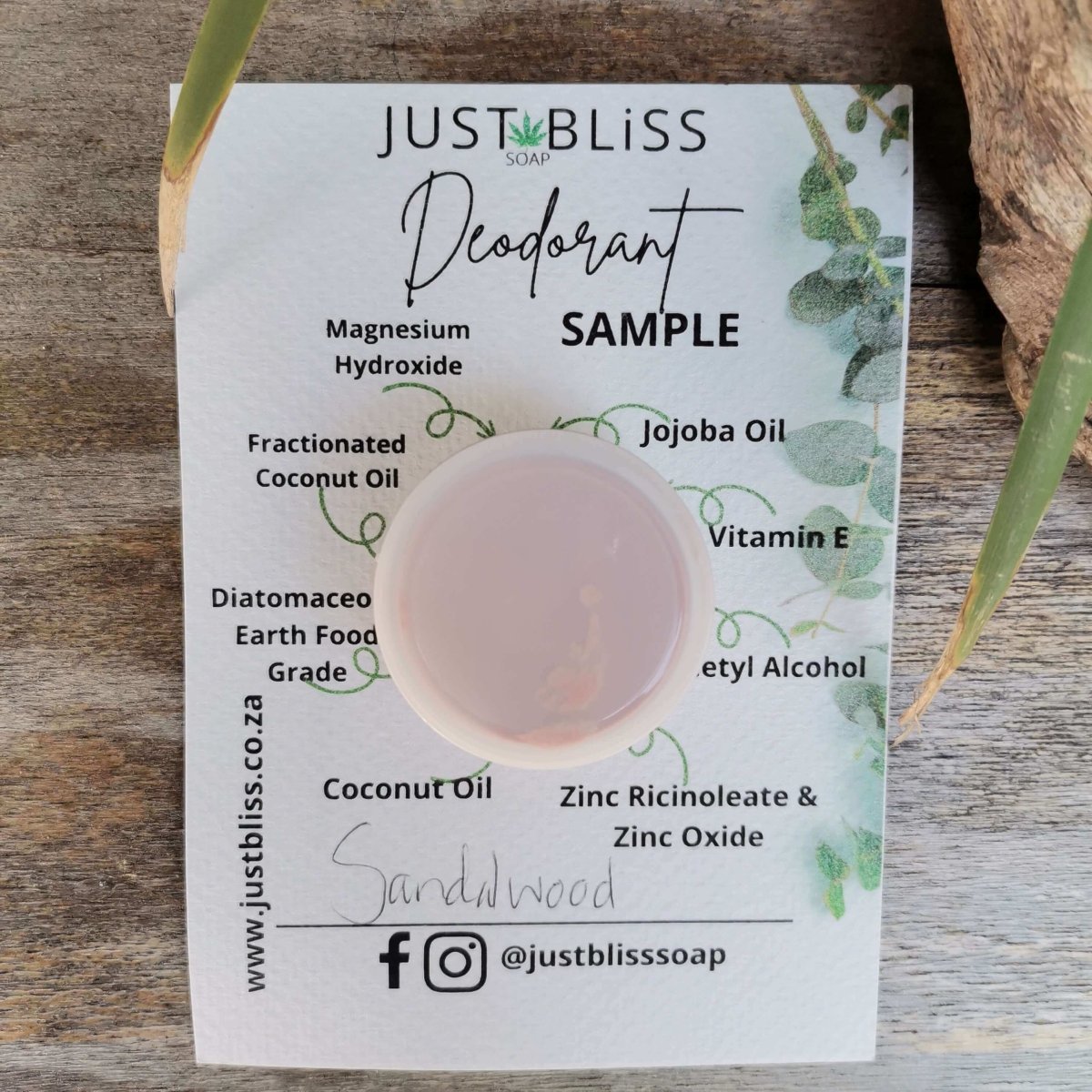 DEODORANT: Sample - 10ml - JUSTBLiSS Naturals