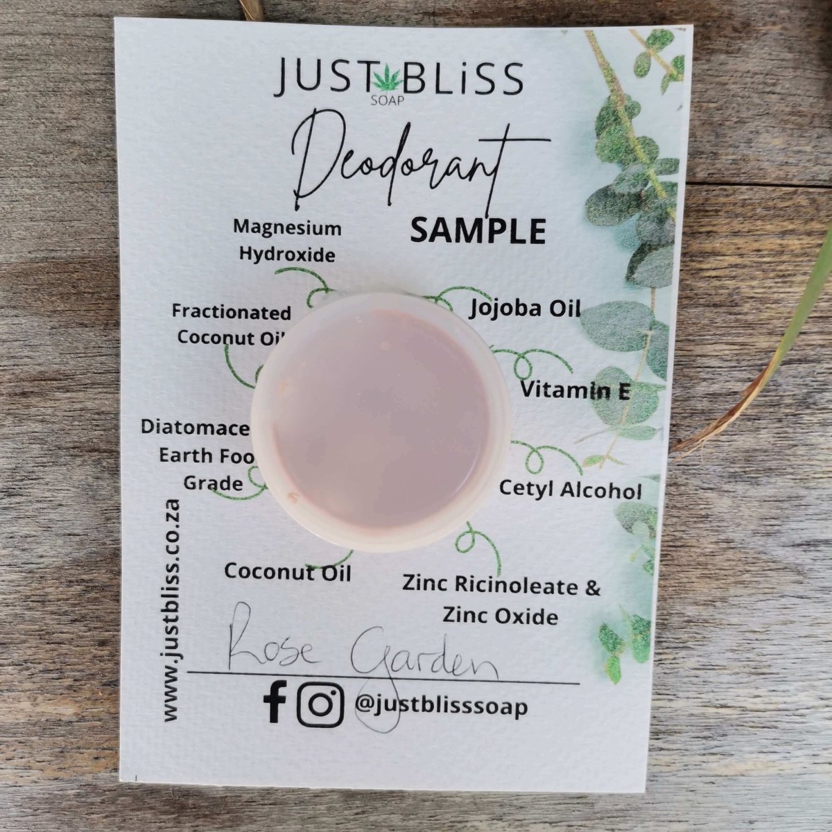 DEODORANT: Sample - 10ml - JUSTBLiSS Naturals