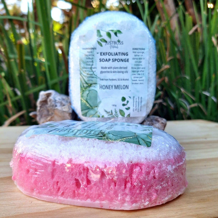 Exfoliating Soap Sponge - Infused Glycerine Soap - JUSTBLiSS Naturals