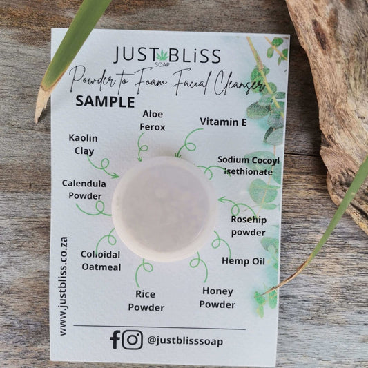 FACIAL CLEANSER POWDER TO FOAM: Sample - 10ml - JUSTBLiSS Naturals