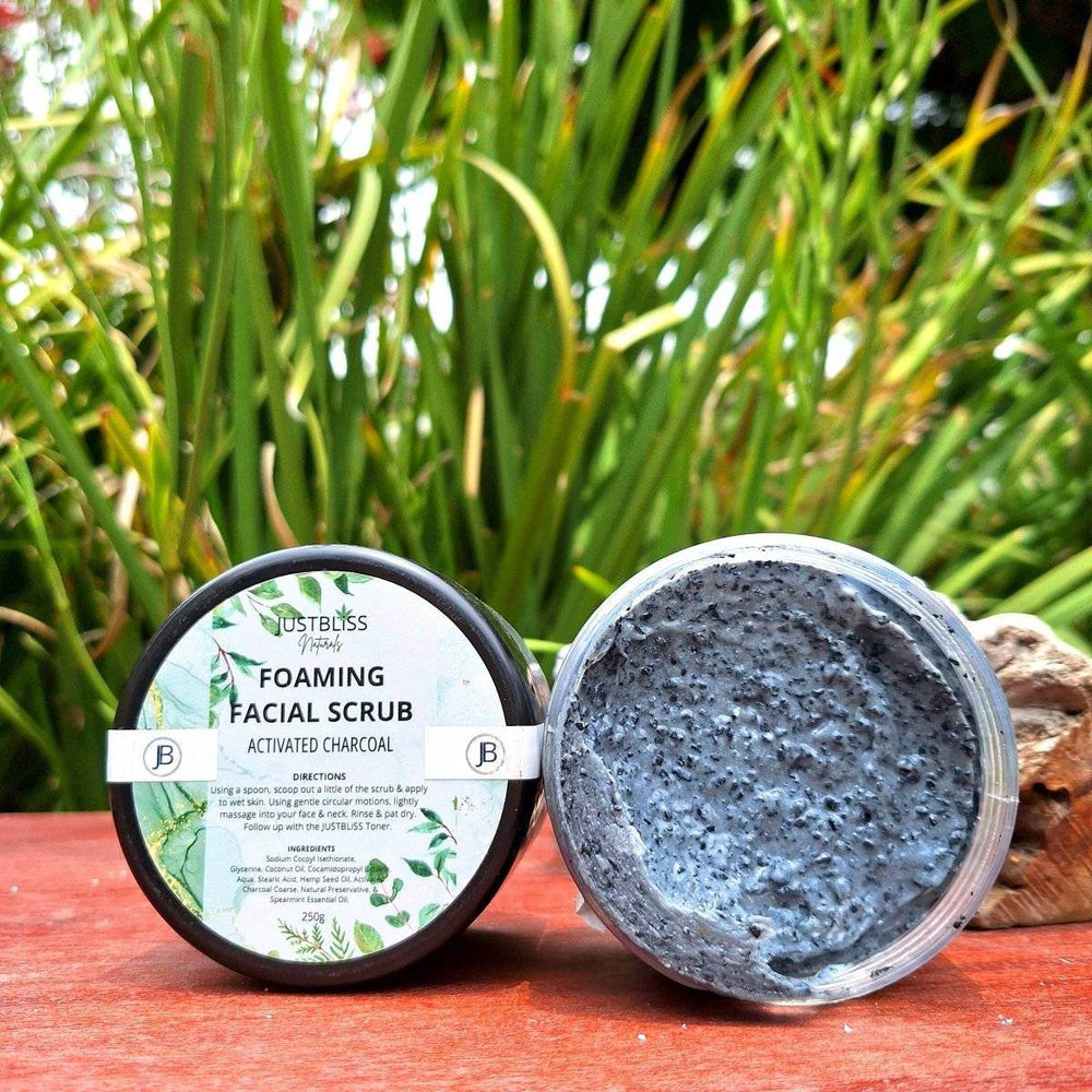 BODY & FACIAL SCRUB: Activated Charcoal. Detox (250g) - JUSTBLiSS Naturals