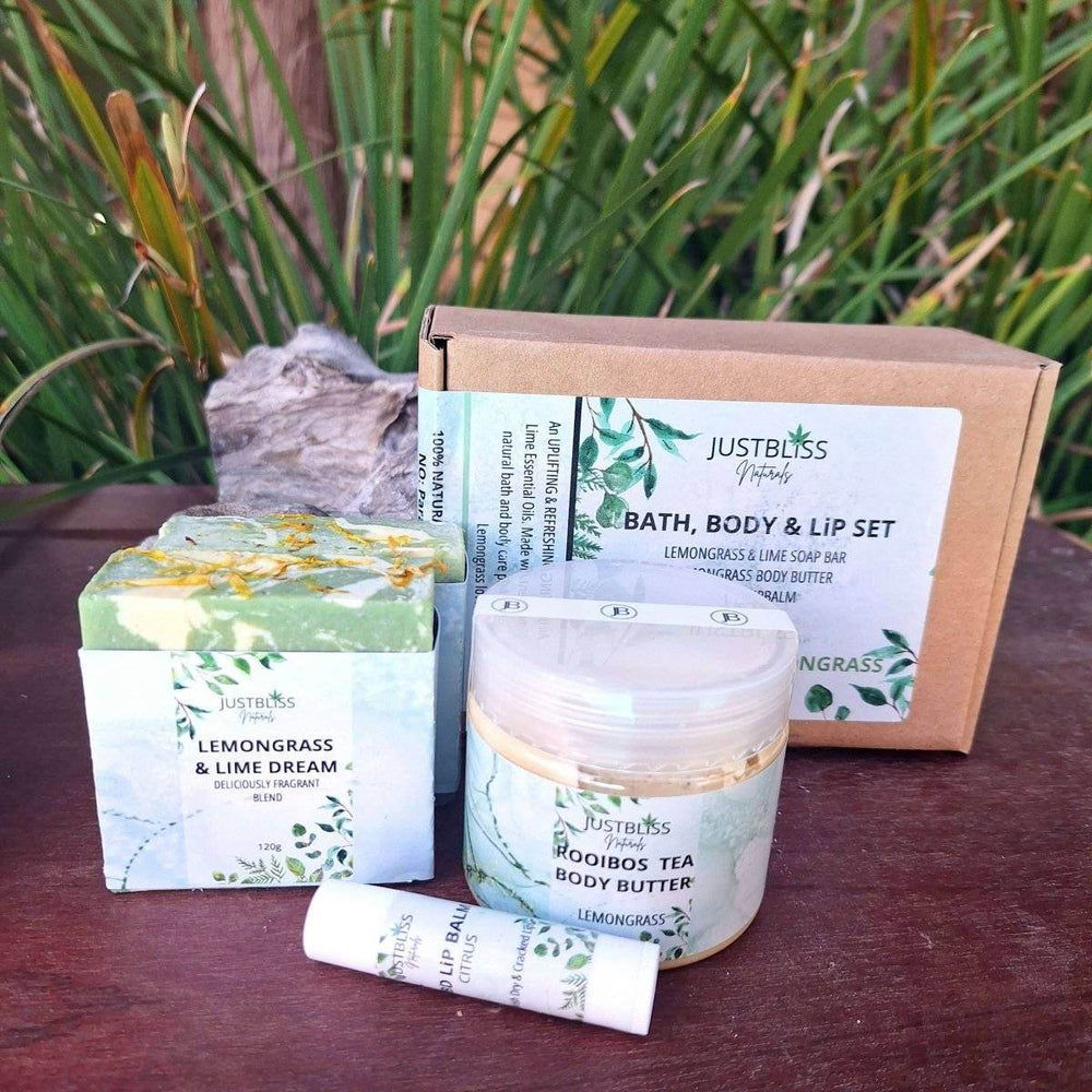 BUNDLES: Bath, Body, Lip Set Refreshing Lemongrass - JUSTBLiSS Naturals
