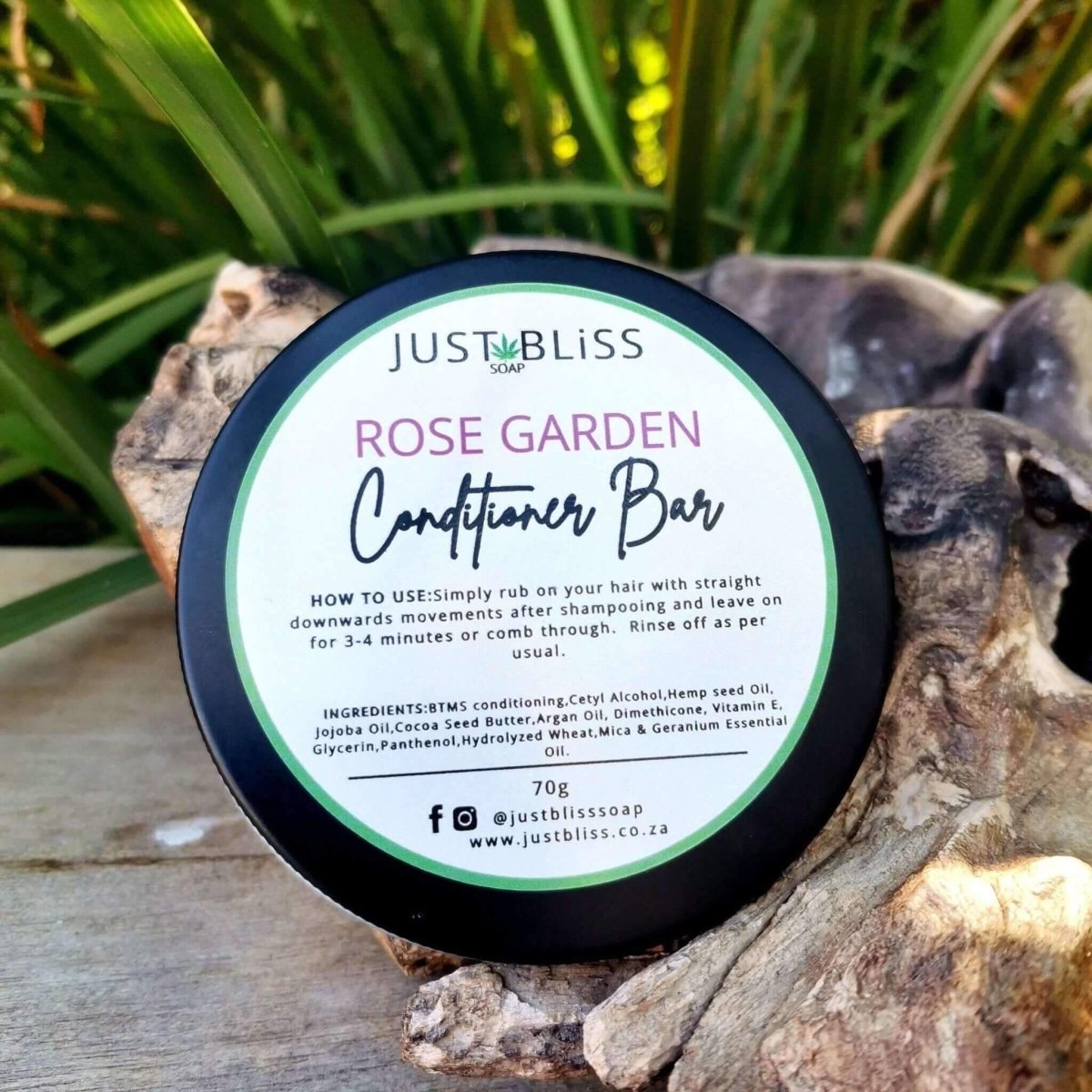 HAIR CONDITIONER BAR: Rose Garden (Geranium) (In Tin) - JUSTBLiSS Naturals