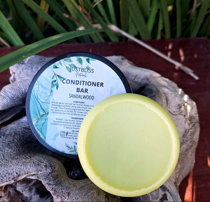 HAIR CONDITIONER BAR: Sandalwood (In Tin) - JUSTBLiSS Naturals