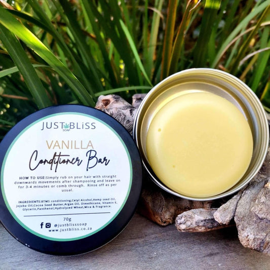 HAIR CONDITIONER BAR: Vanilla (in Tin) - JUSTBLiSS Naturals