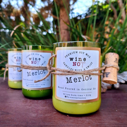 PAMPER CANDLE: Merlot - Recycled wine bottle - JUSTBLiSS Naturals