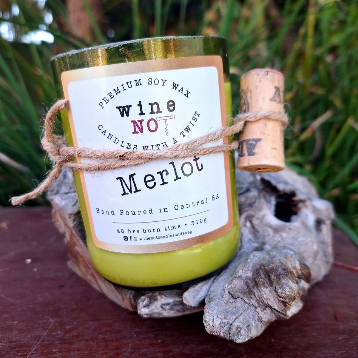 PAMPER CANDLE: Merlot - Recycled wine bottle - JUSTBLiSS Naturals