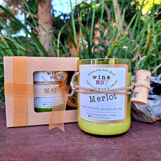 PAMPER CANDLE: Merlot - Recycled wine bottle - JUSTBLiSS Naturals