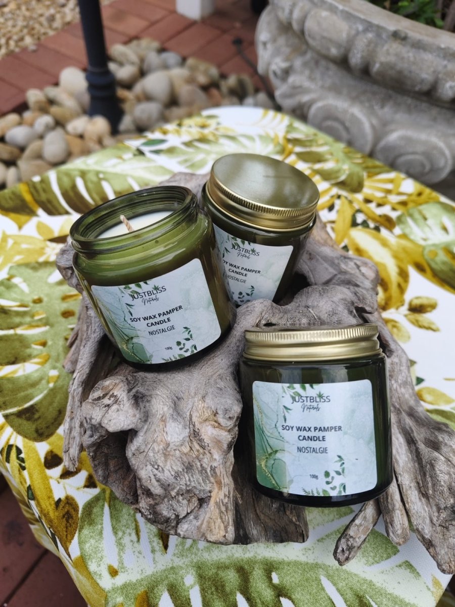 PAMPER CANDLEs 100ml - Various Scents JUSTBLiSS Naturals