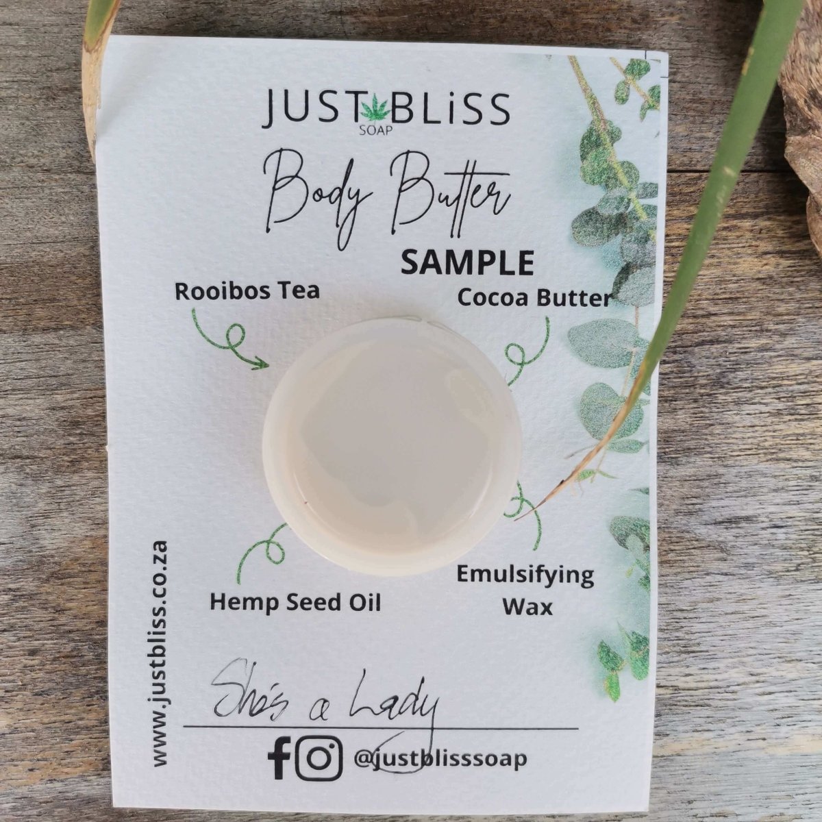 ROOIBOS tea BODY BUTTER: Sample - 10ml - JUSTBLiSS Naturals