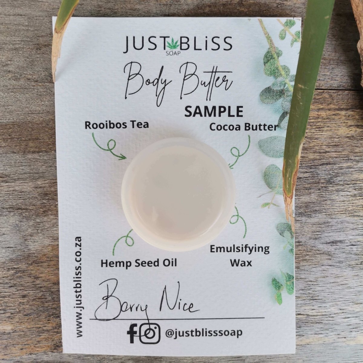 ROOIBOS tea BODY BUTTER: Sample - 10ml - JUSTBLiSS Naturals