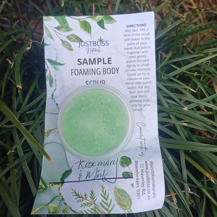 SAMPLE: Foaming Body Scrubs (Various scents) JUSTBLiSS Naturals