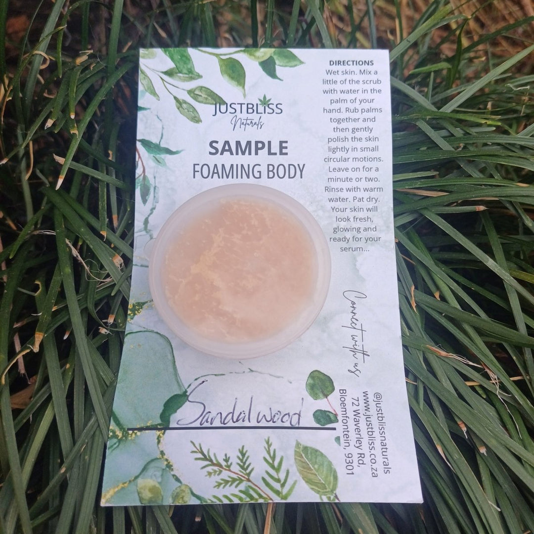 SAMPLE: Foaming Body Scrubs (Various scents) JUSTBLiSS Naturals