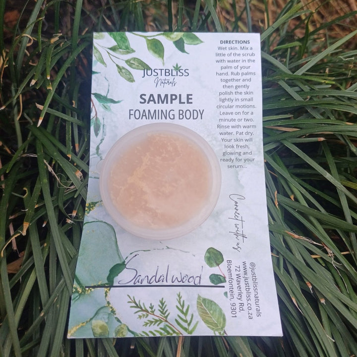 SAMPLE: Foaming Body Scrubs (Various scents) JUSTBLiSS Naturals