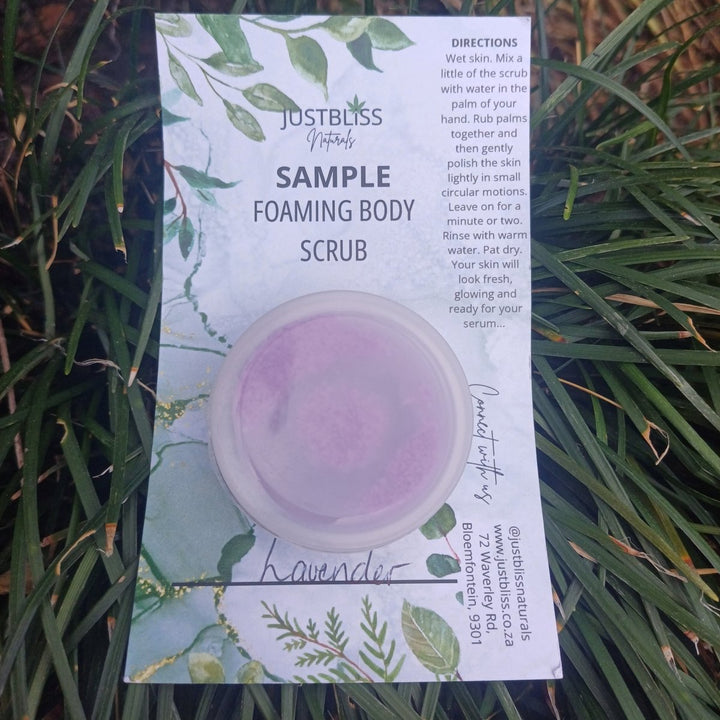 SAMPLE: Foaming Body Scrubs (Various scents) JUSTBLiSS Naturals