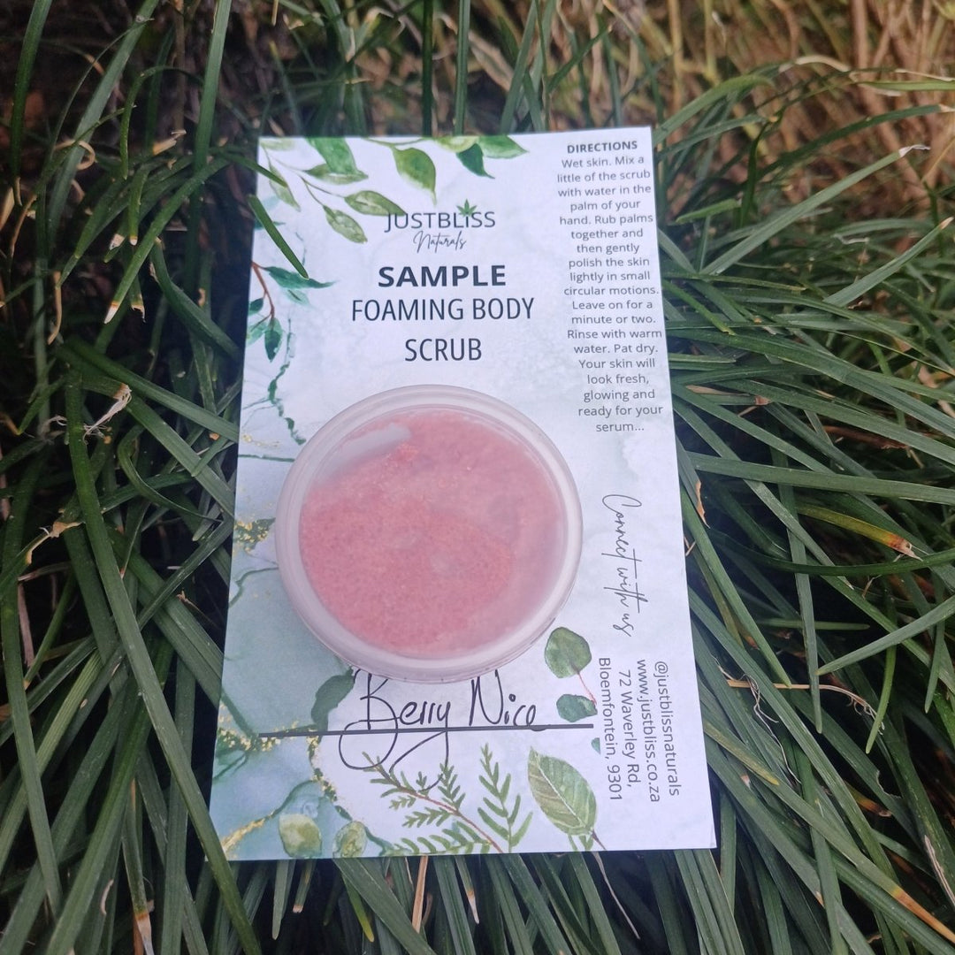 SAMPLE: Foaming Body Scrubs (Various scents) JUSTBLiSS Naturals