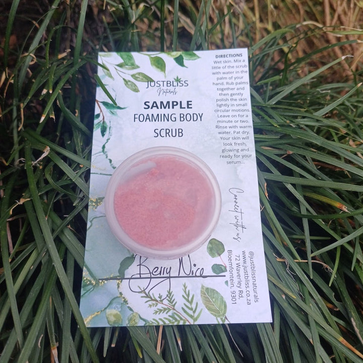 SAMPLE: Foaming Body Scrubs (Various scents) JUSTBLiSS Naturals