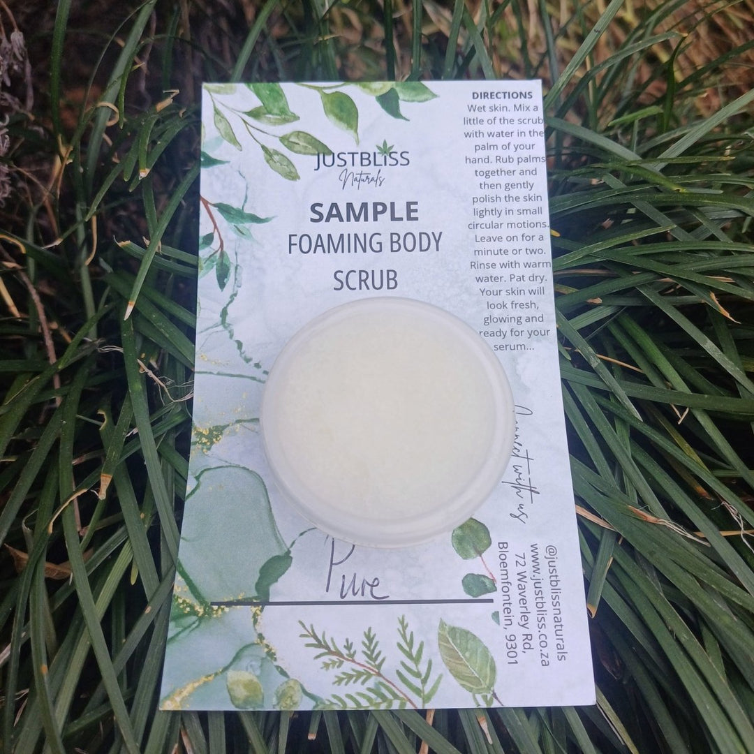 SAMPLE: Foaming Body Scrubs (Various scents) JUSTBLiSS Naturals