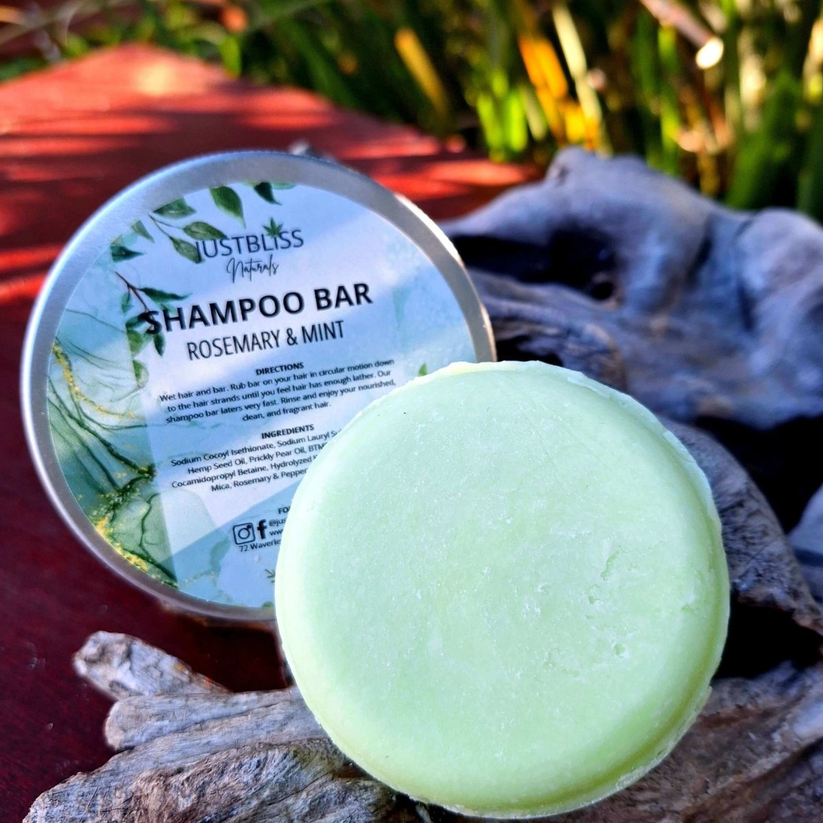 SHAMPOO BAR in Tin: Rosemary & Mint - JUSTBLiSS Naturals