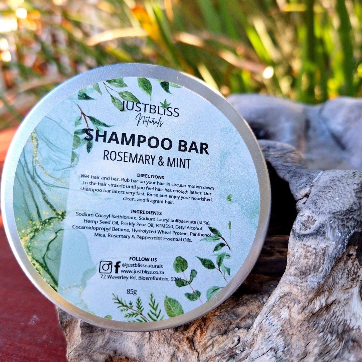 SHAMPOO BAR in Tin: Rosemary & Mint - JUSTBLiSS Naturals