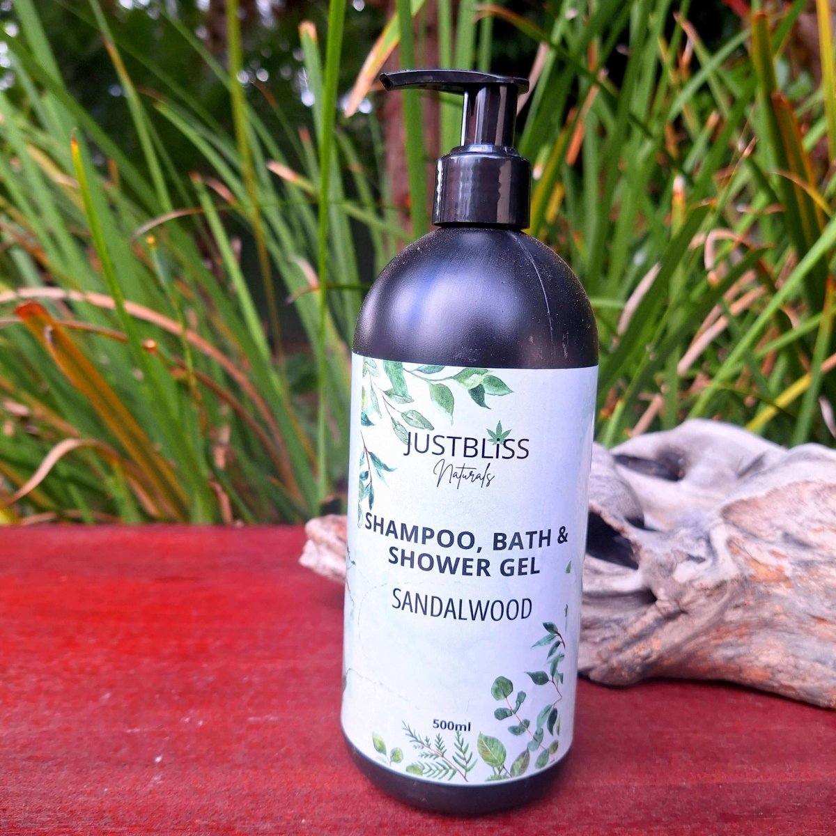 SHAMPOO, BATH & BODY GEL: Sandalwood (500ml) - JUSTBLiSS Naturals