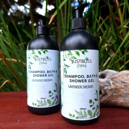 SHAMPOO, BATH & SHOWER GEL: Lavender (500ml) - JUSTBLiSS Naturals