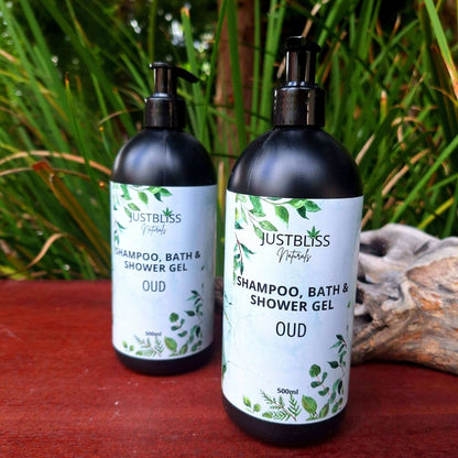 SHAMPOO, BATH & SHOWER GEL: Oud (500ml) - JUSTBLiSS Naturals