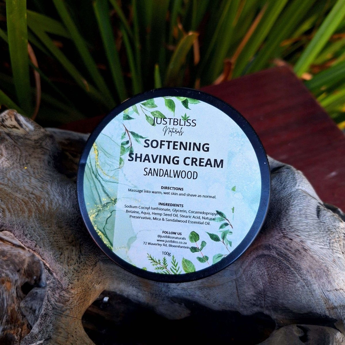 SOFTENING SHAVING CREAM: Sandalwood (100g) - JUSTBLiSS Naturals