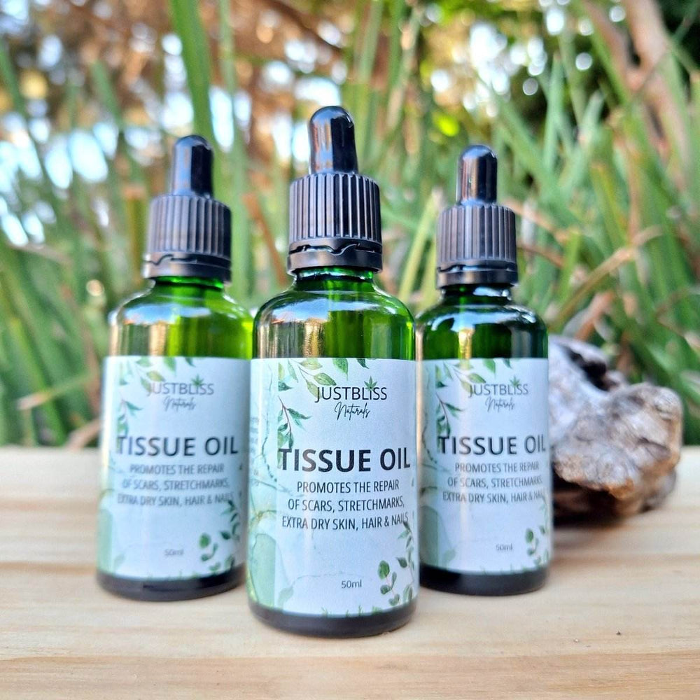 Tissue Oil - Promotes the repair of scars, stretchmarks, Hair & Nails - JUSTBLiSS Naturals